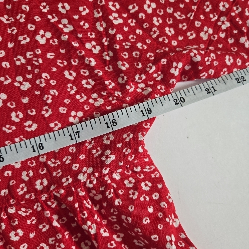 Asos Design red with white floral button down baby doll dress sz US 4 - Picture 9 of 10